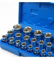 Bi-Hex Socket Set – Professional 1/2" Drive Metric Kit 10-32mm, Chrome Vanadium Steel | CR-V Bi-Hexagonal Sockets for Automotive, Industrial & Mechanical Repairs | UAE Workshop Essential, 19-Pc Set 
